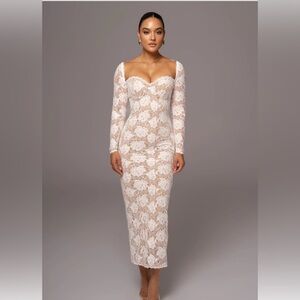 Ivory Lace Sweetheart Maxi Dress JLUXLABEL